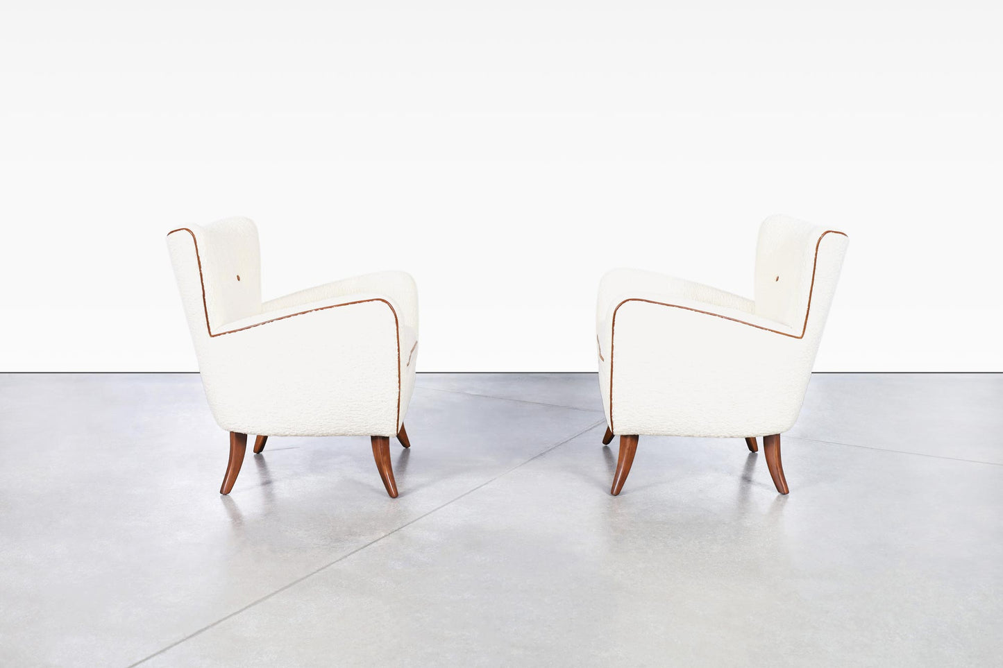 Vintage Boucle and Walnut Lounge Chairs by Ernst Schwadron