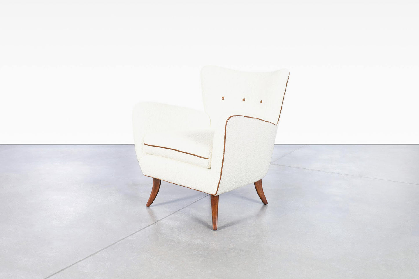 Vintage Boucle and Walnut Lounge Chairs by Ernst Schwadron
