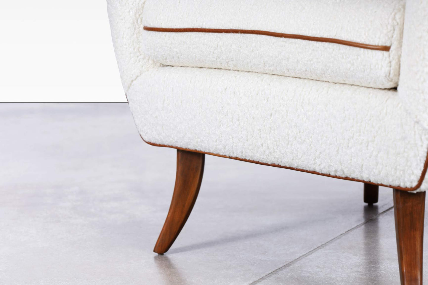 Vintage Boucle and Walnut Lounge Chairs by Ernst Schwadron