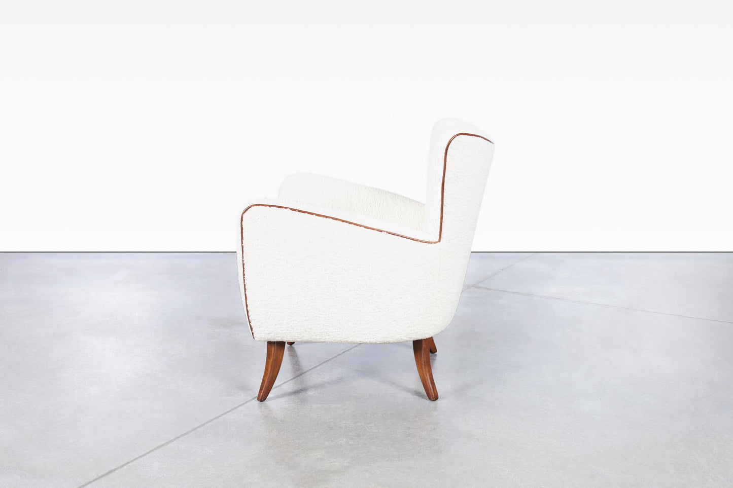 Vintage Boucle and Walnut Lounge Chairs by Ernst Schwadron
