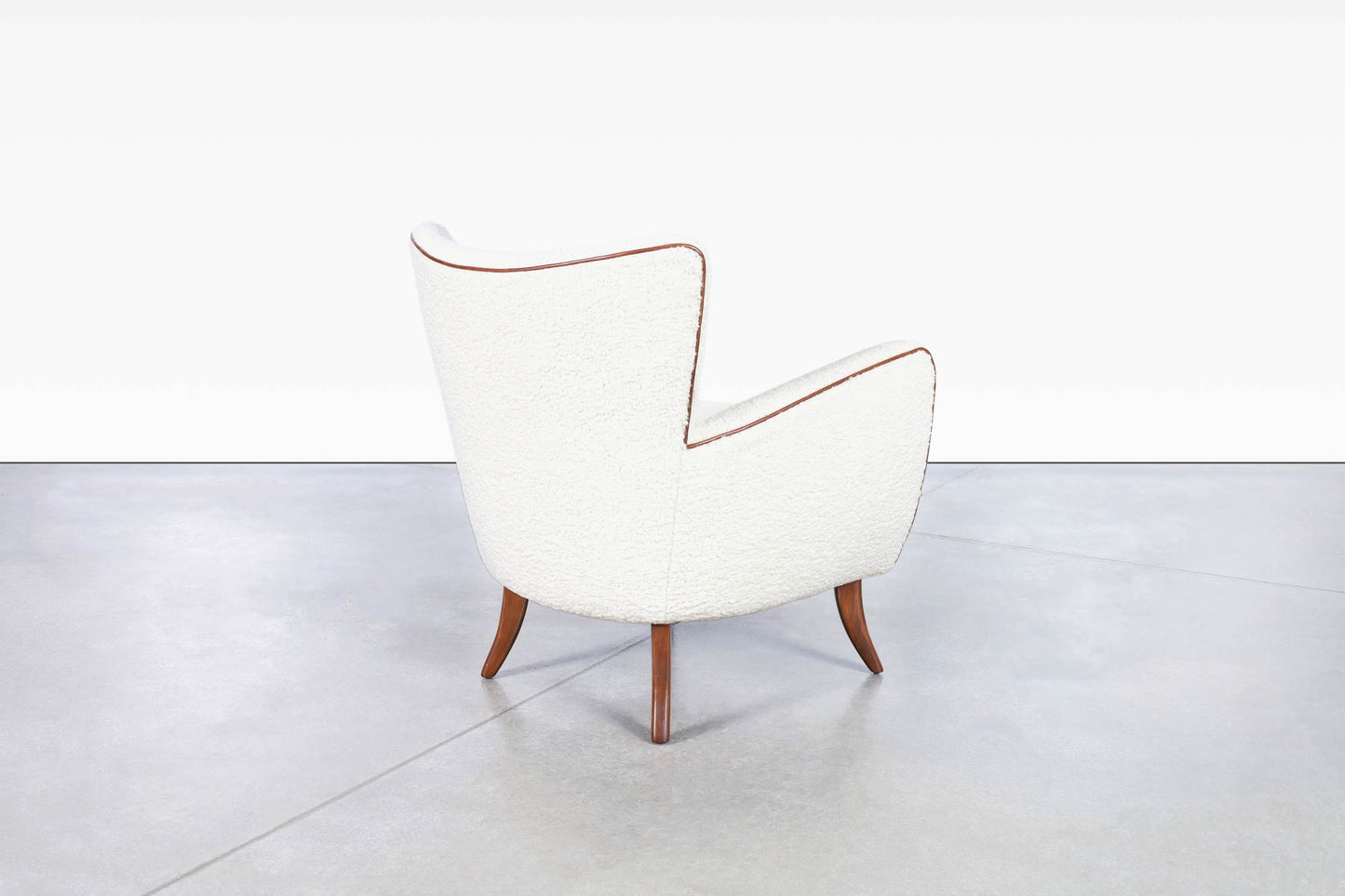 Vintage Boucle and Walnut Lounge Chairs by Ernst Schwadron