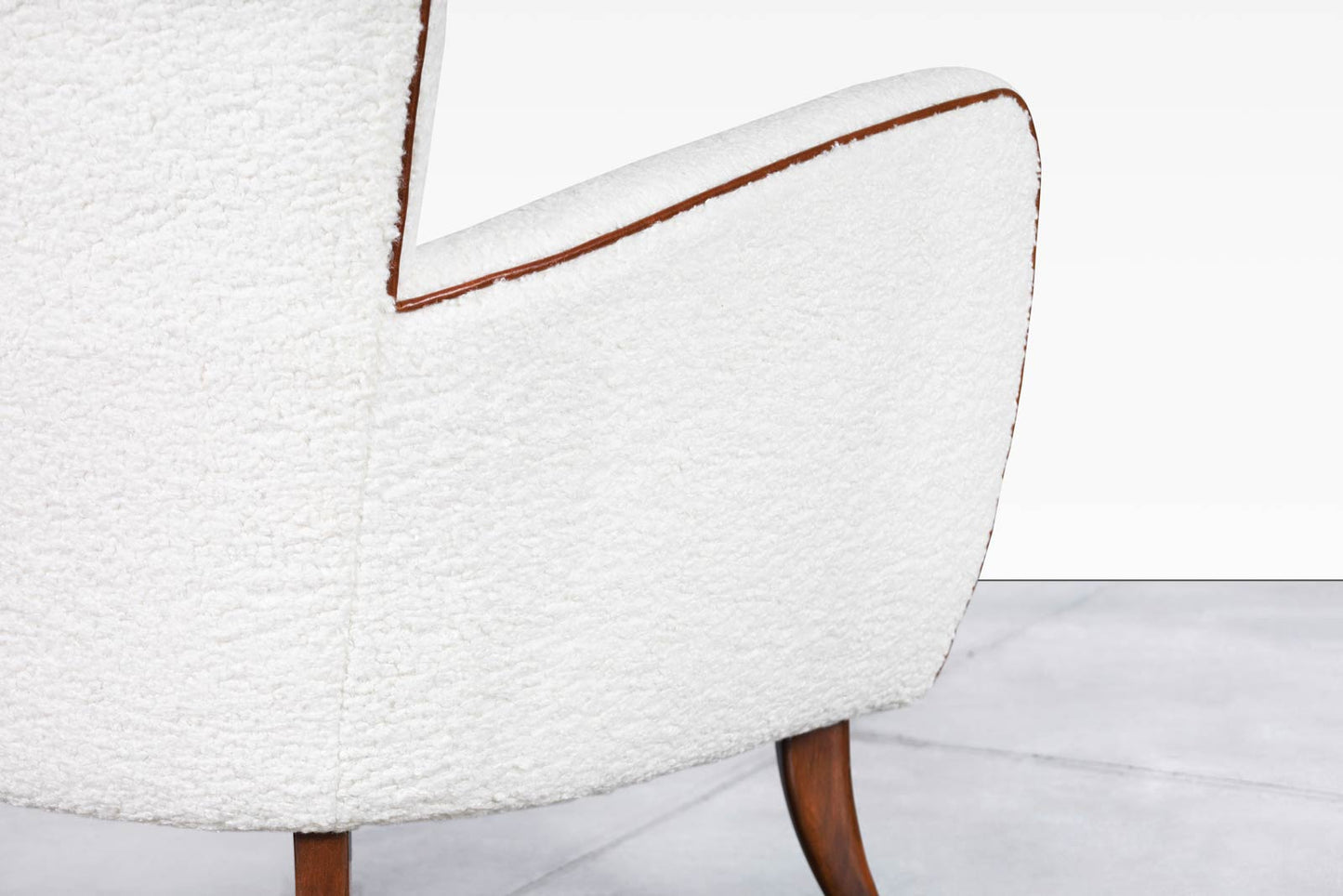 Vintage Boucle and Walnut Lounge Chairs by Ernst Schwadron