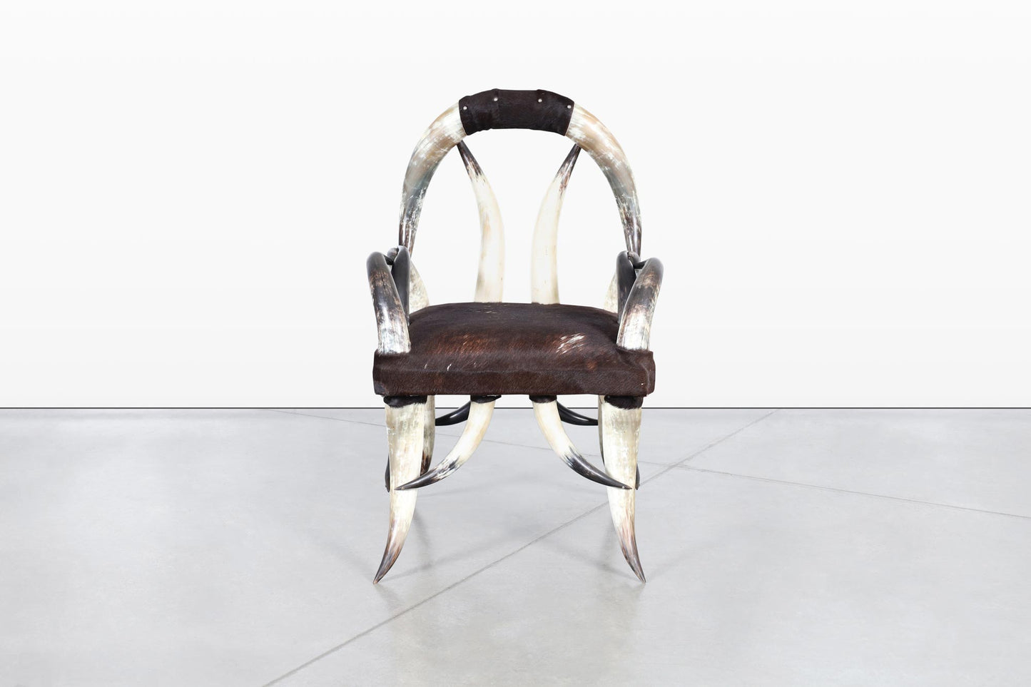 20th Century Vintage Horn Chair and Ottoman