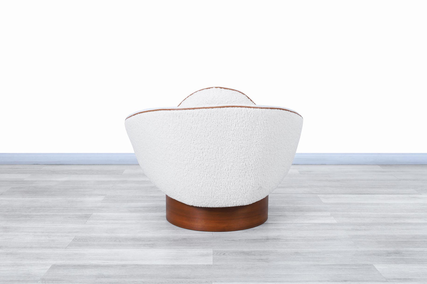 American Modernist Boucle and Leather Lounge Chairs