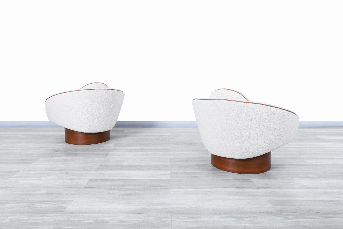 Vintage Walnut and Boucle Lounge Chairs