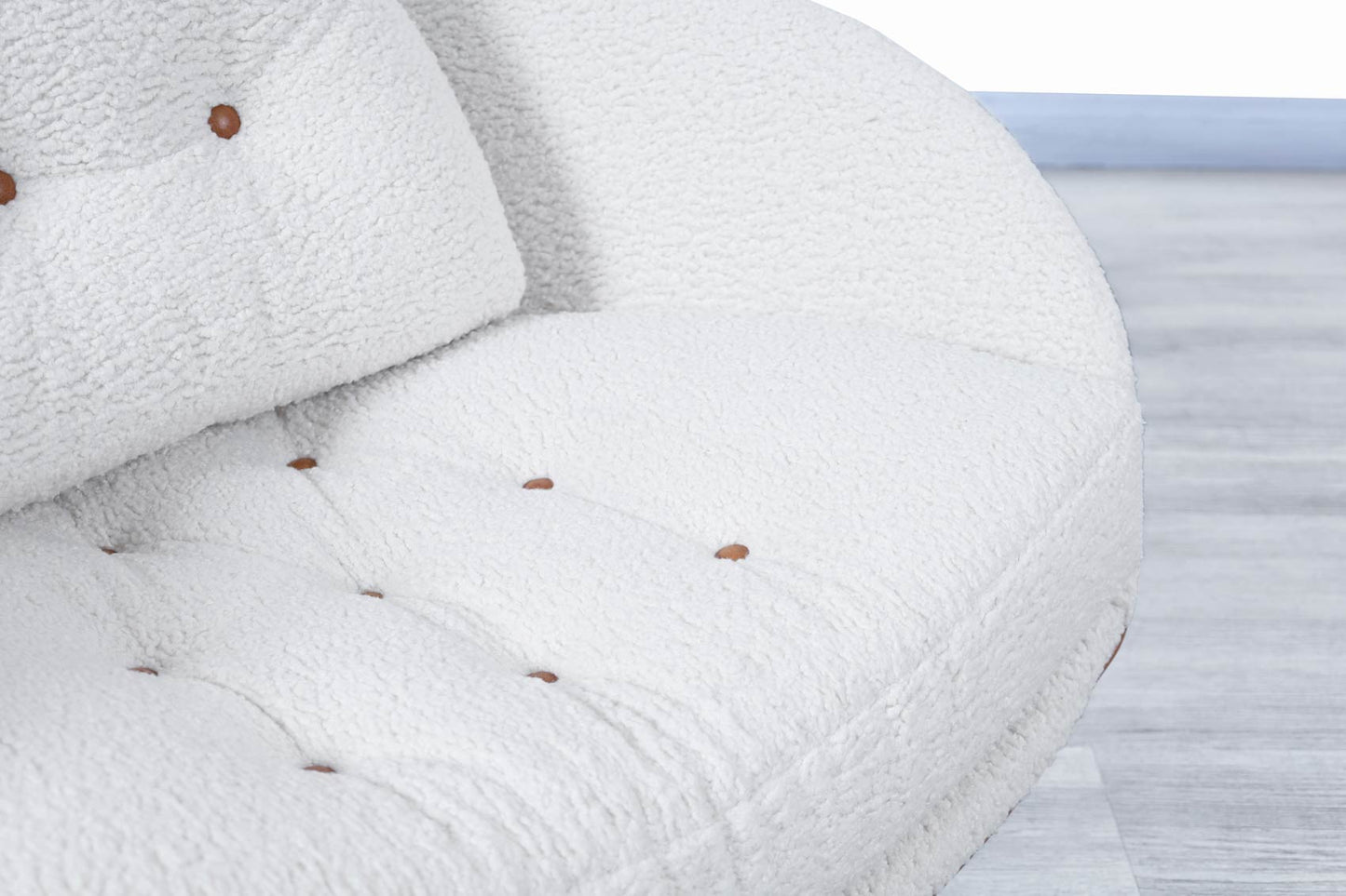 American Modernist Boucle and Leather Lounge Chairs