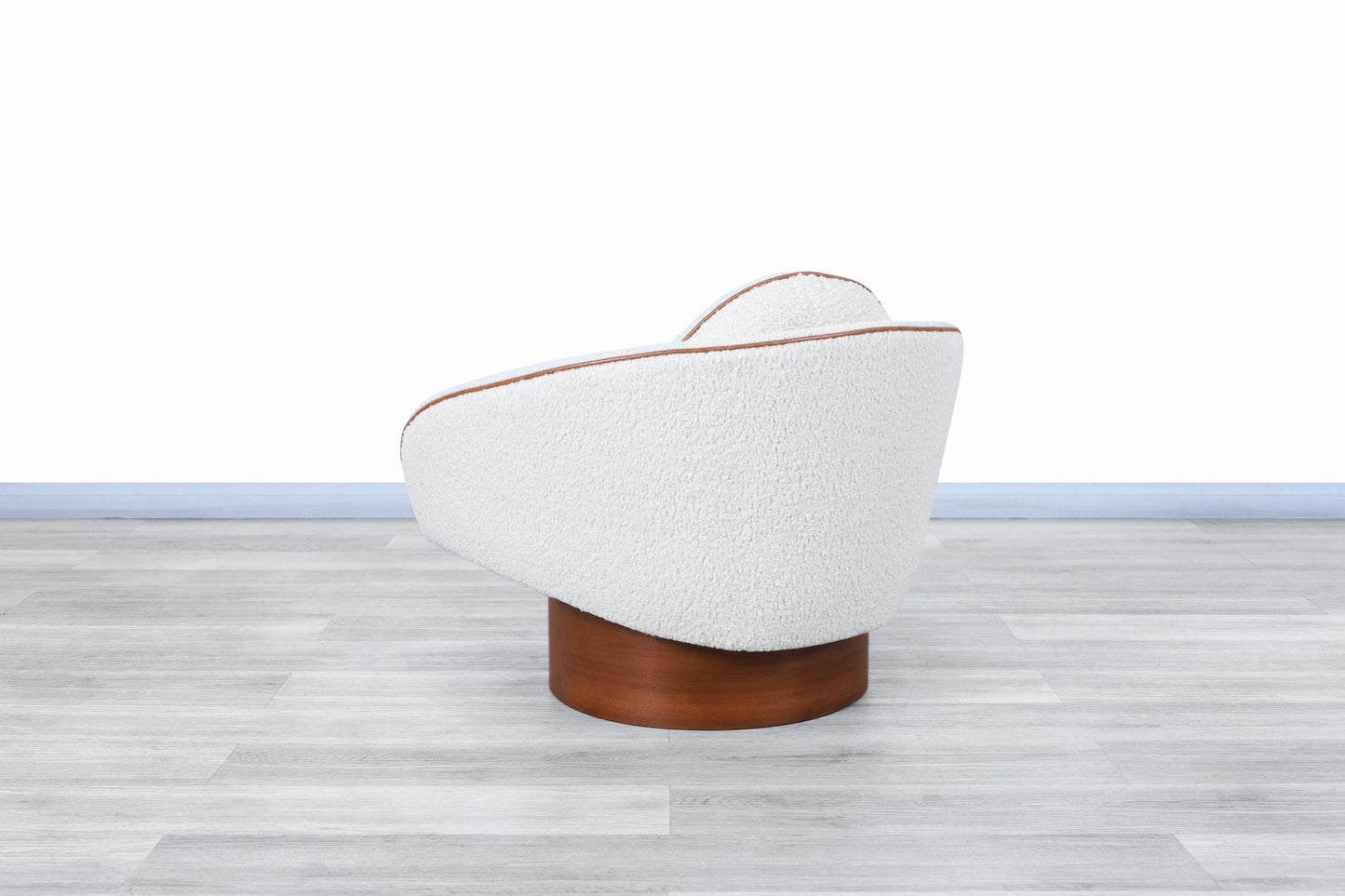 American Modernist Boucle and Leather Lounge Chairs