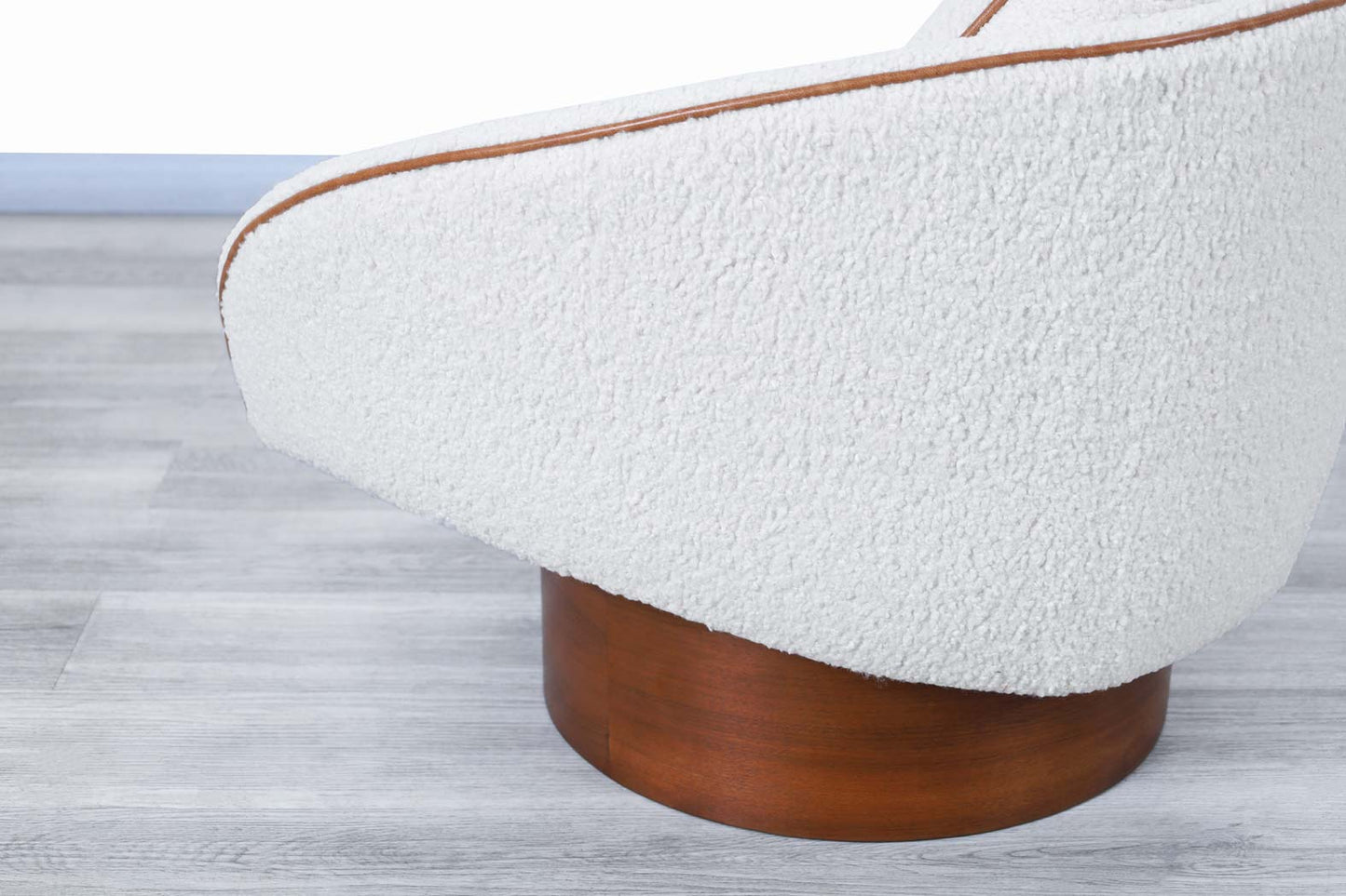 American Modernist Boucle and Leather Lounge Chairs