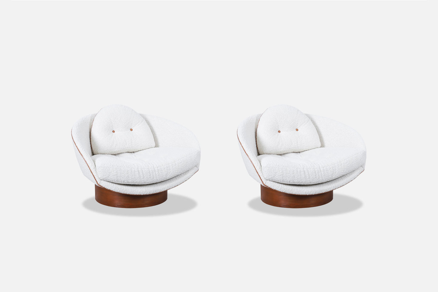 American Modernist Boucle and Leather Lounge Chairs