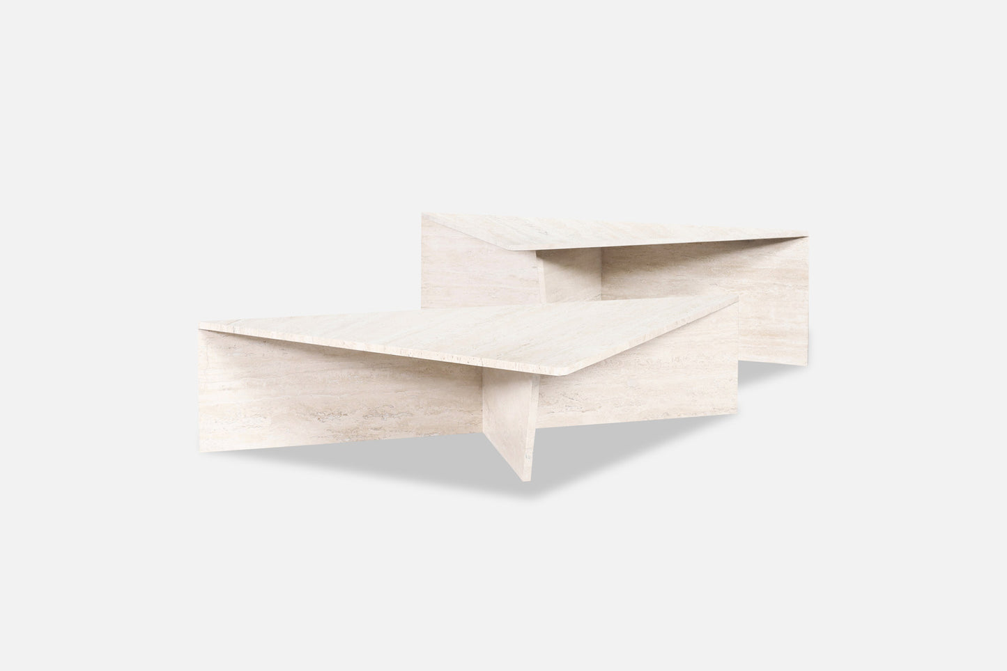 Architectural Italian Two-Piece Travertine Coffee Table by Up & Up