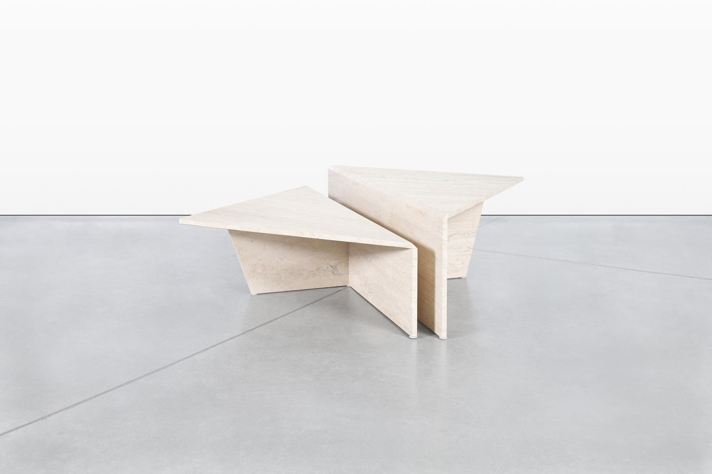 Architectural Italian Two-Piece Travertine Coffee Table by Up & Up