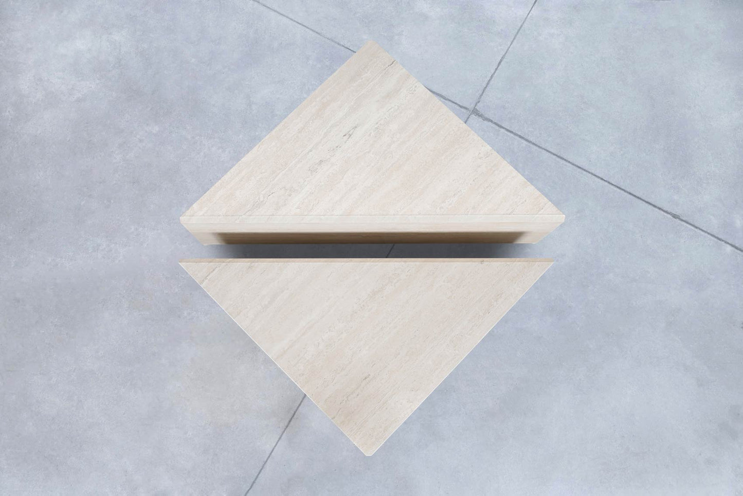 Architectural Italian Two-Piece Travertine Coffee Table by Up & Up