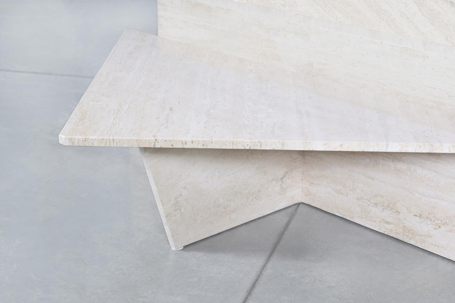 Architectural Italian Two-Piece Travertine Coffee Table by Up & Up