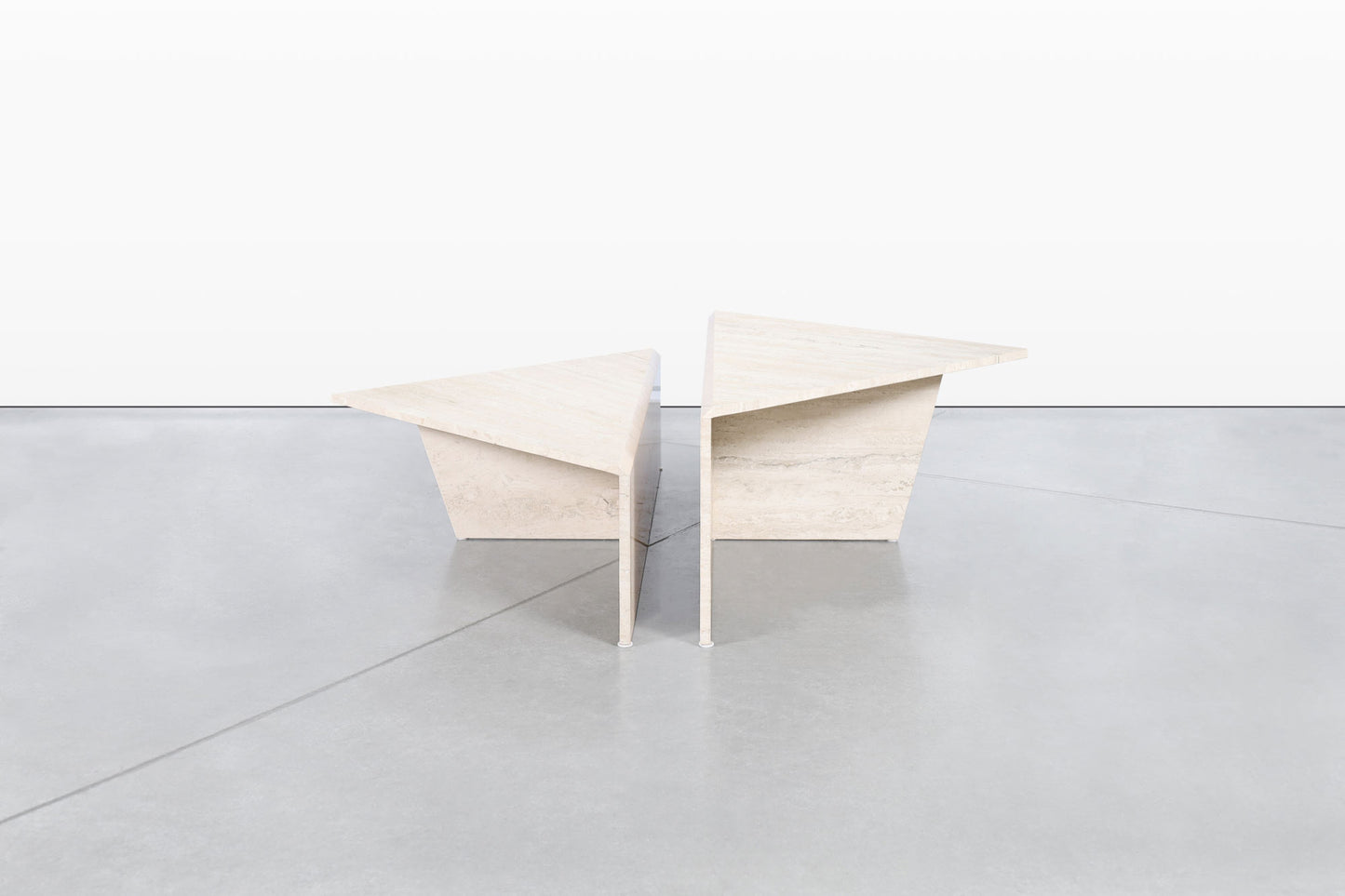 Architectural Italian Two-Piece Travertine Coffee Table by Up & Up