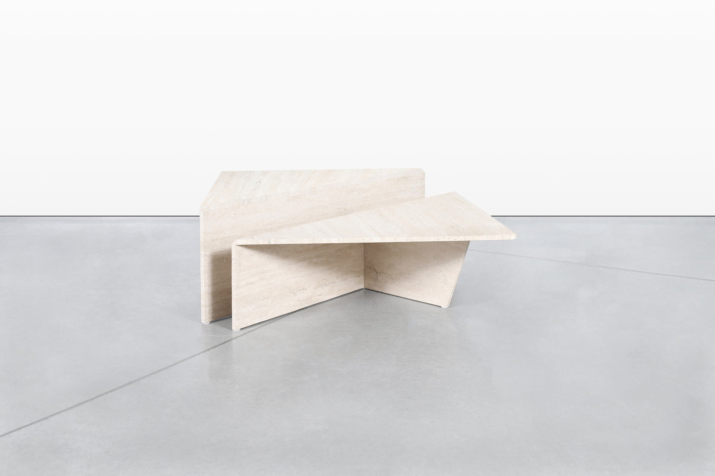 Architectural Italian Two-Piece Travertine Coffee Table by Up & Up