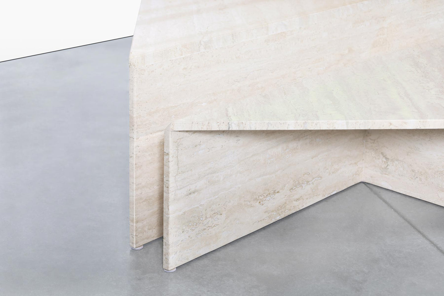 Architectural Italian Two-Piece Travertine Coffee Table by Up & Up