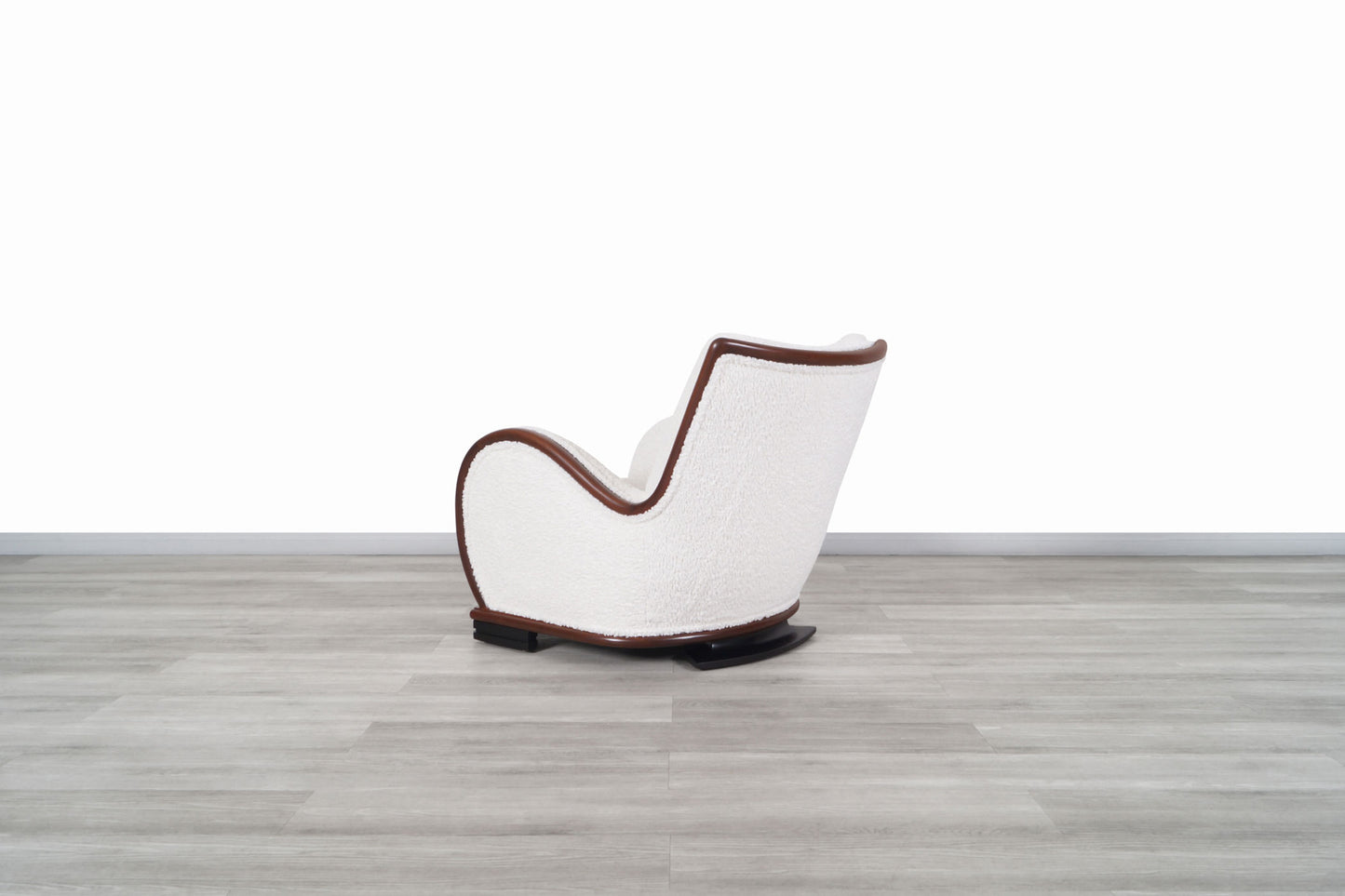 Art Deco Walnut Lounge Chairs in Boucle