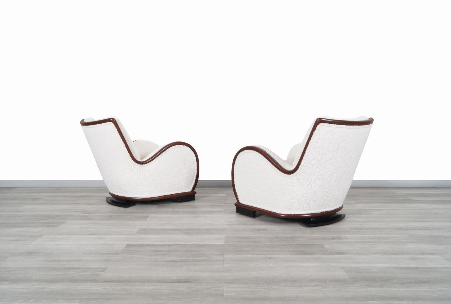 Art Deco Walnut Lounge Chairs in Boucle