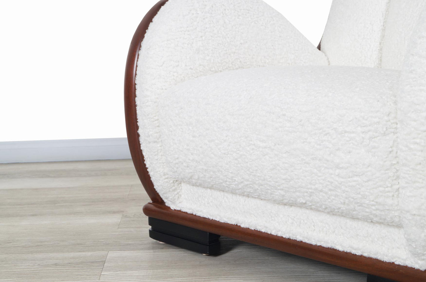 Art Deco Walnut Lounge Chairs in Boucle