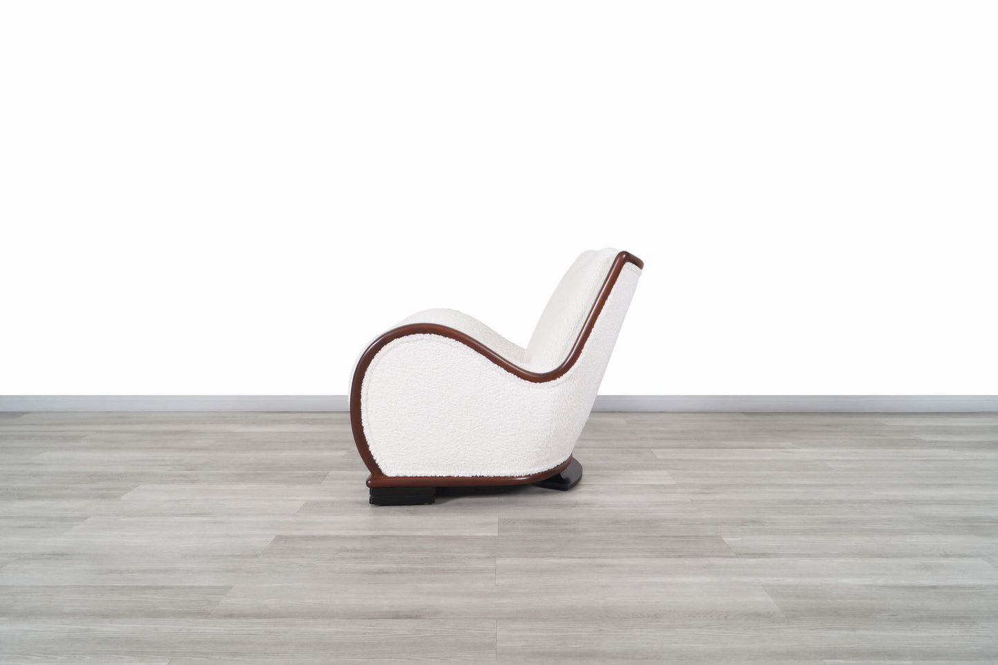 Art Deco Walnut Lounge Chairs in Boucle