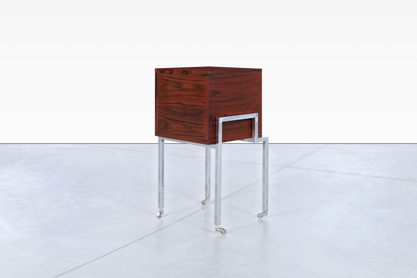 Colombian Rosewood and Chrome End Tables or Nightstands