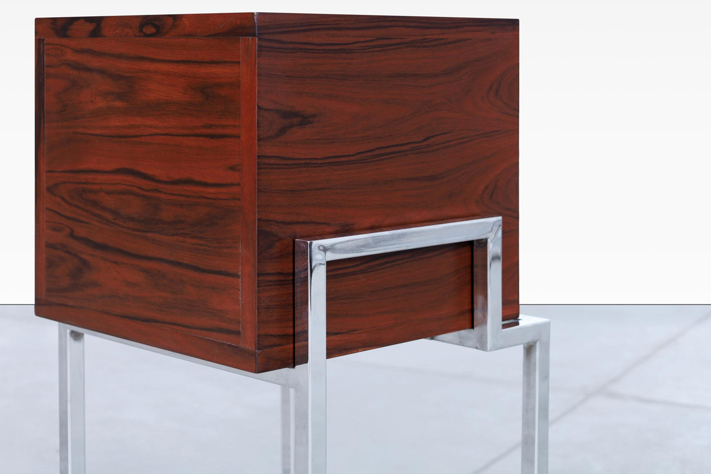 Colombian Rosewood and Chrome End Tables or Nightstands