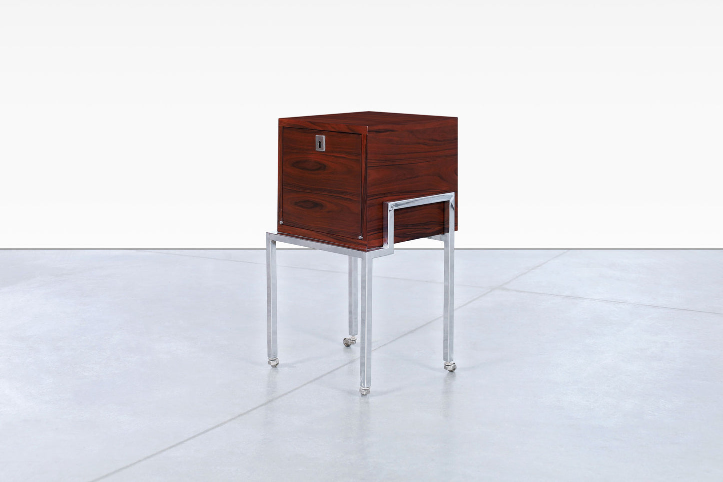 Colombian Rosewood and Chrome End Tables or Nightstands
