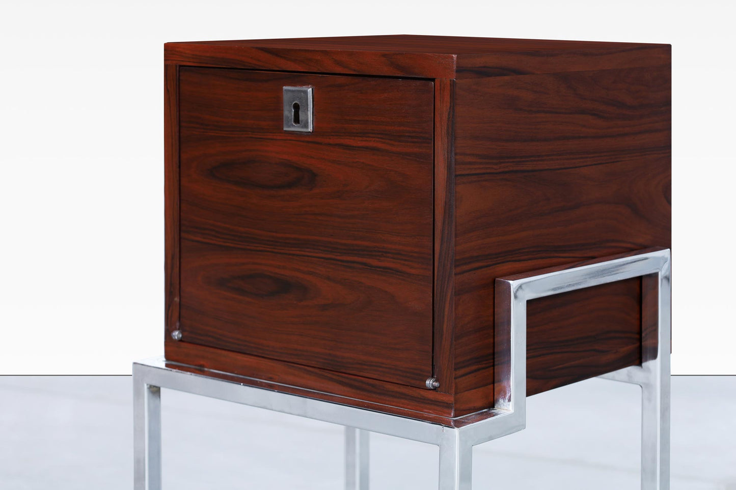 Colombian Rosewood and Chrome End Tables or Nightstands