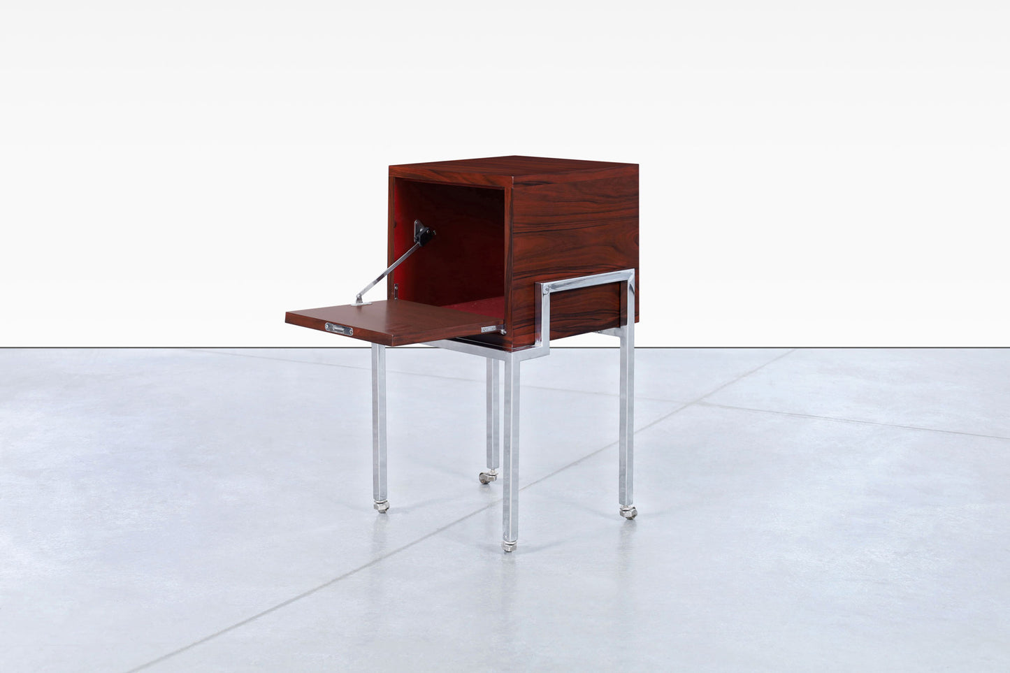 Colombian Rosewood and Chrome End Tables or Nightstands