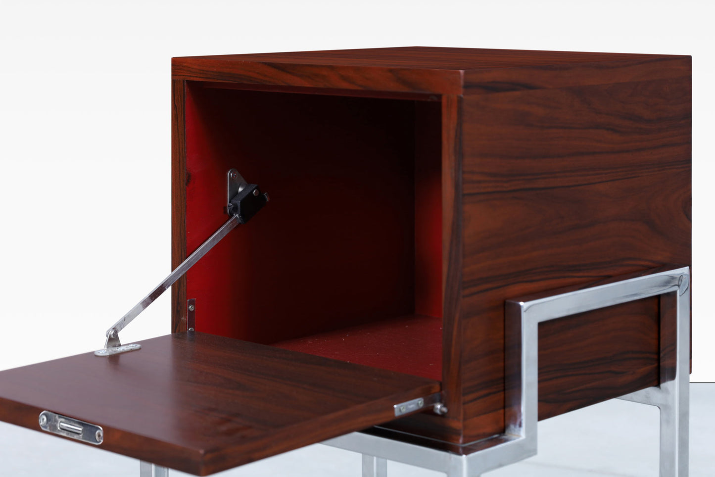 Colombian Rosewood and Chrome End Tables or Nightstands