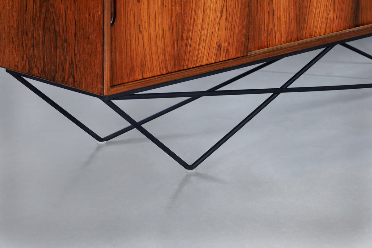 Danish Brazilian Rosewood Credenza on Architectural Base by Knud Nielsen