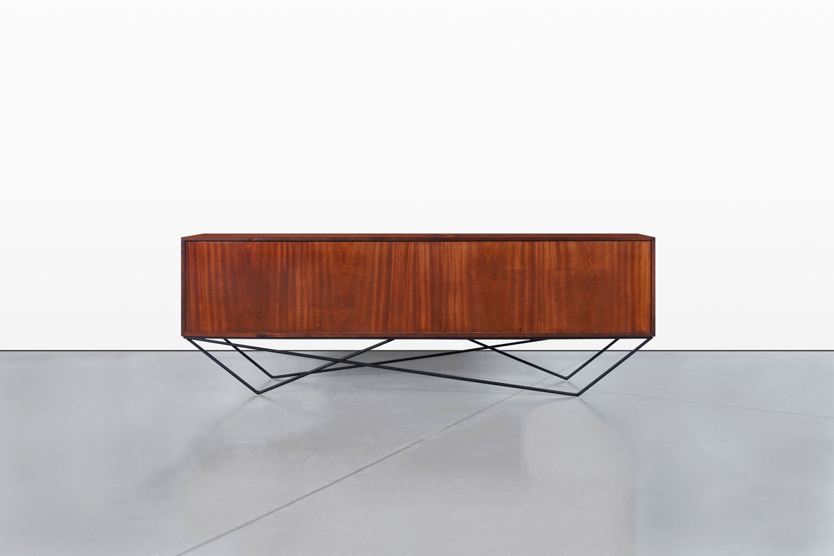 Danish Brazilian Rosewood Credenza on Architectural Base by Knud Nielsen