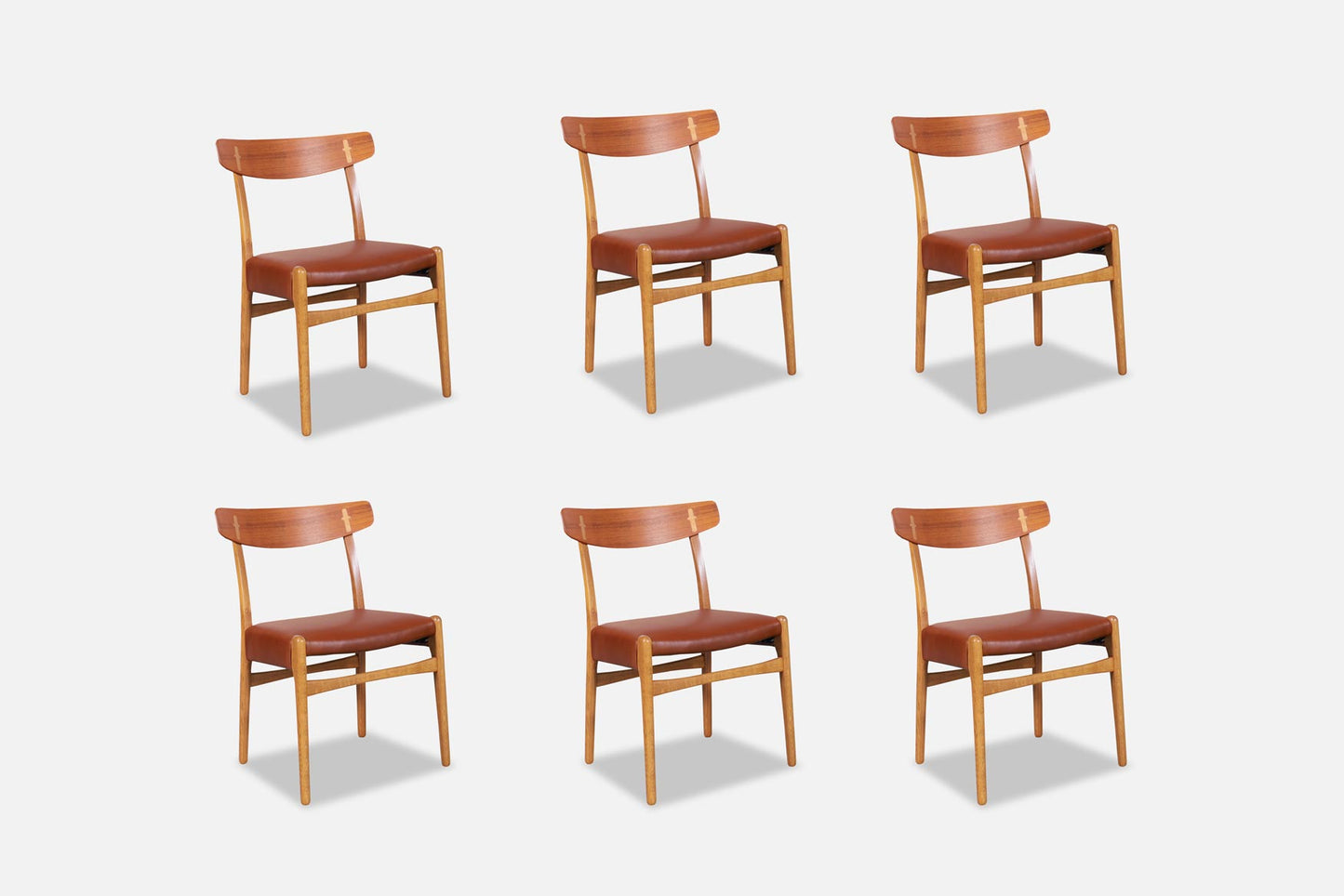 Danish Modern CH-23 Leather Dining Chairs by Hans J. Wegner