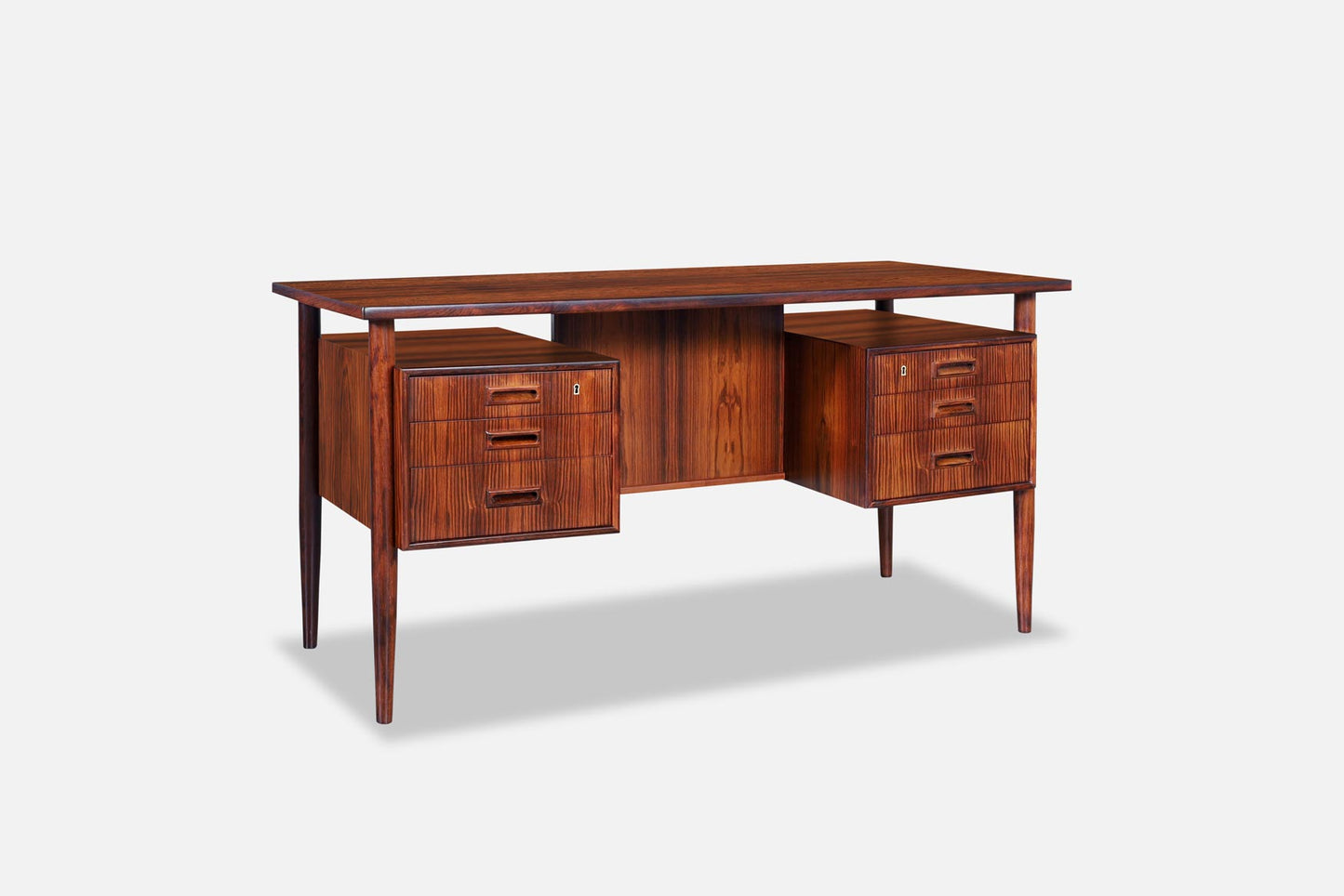 Danish Modern Floating Top Rosewood Desk by Johannes Sorth
