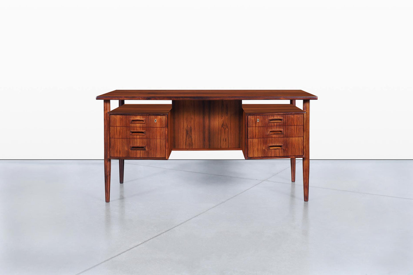Danish Modern Floating Top Rosewood Desk by Johannes Sorth