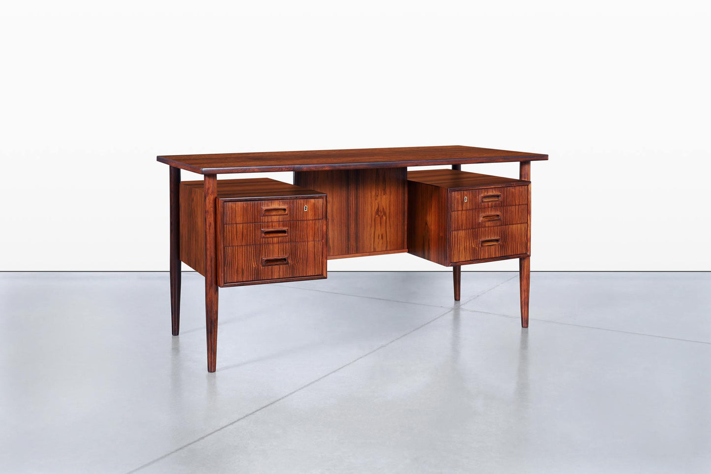 Danish Modern Floating Top Rosewood Desk by Johannes Sorth