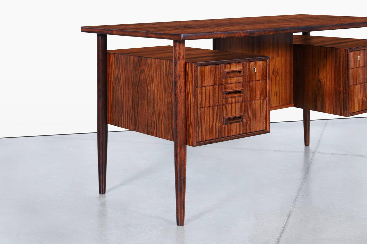 Danish Modern Floating Top Rosewood Desk by Johannes Sorth