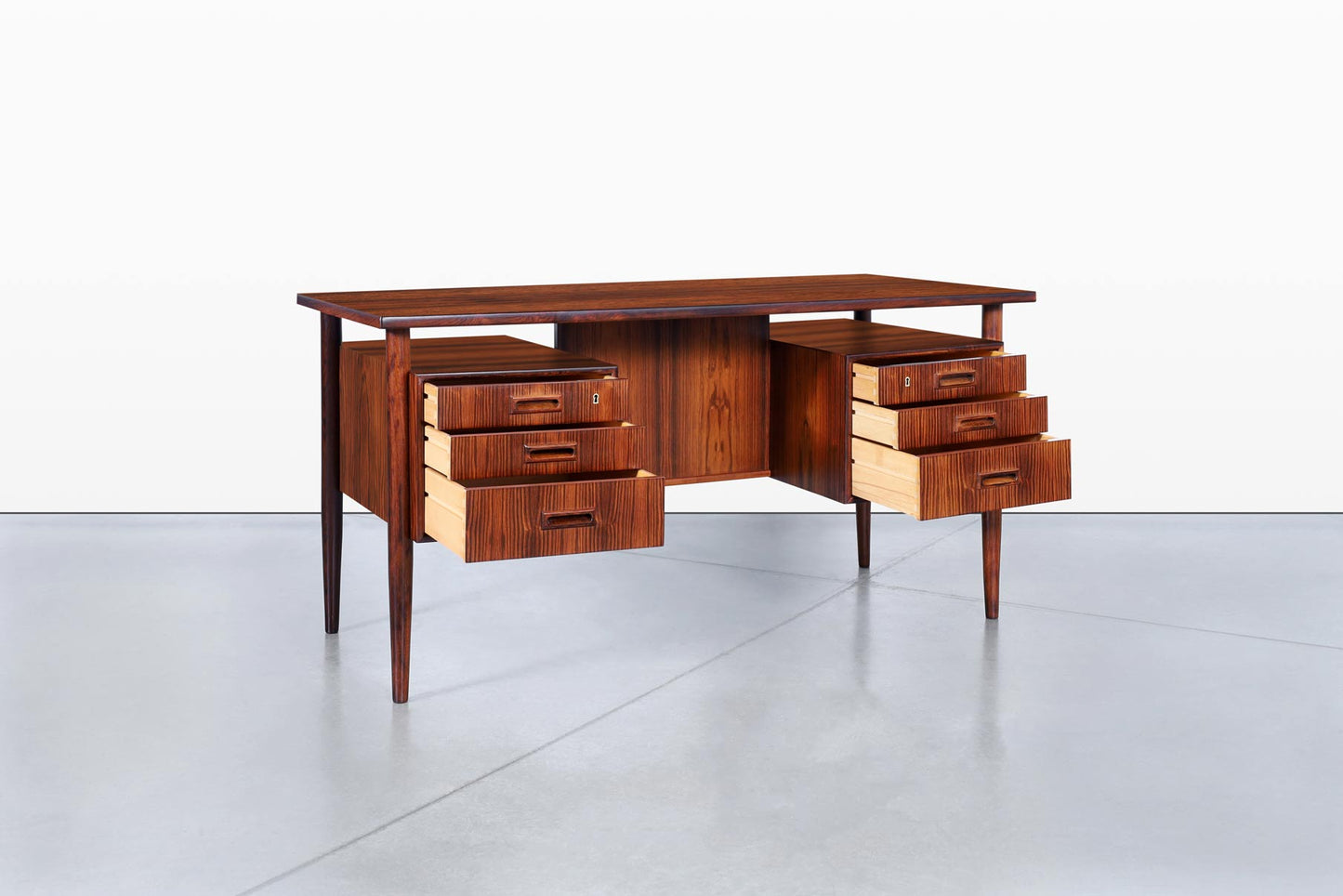 Danish Modern Floating Top Rosewood Desk by Johannes Sorth