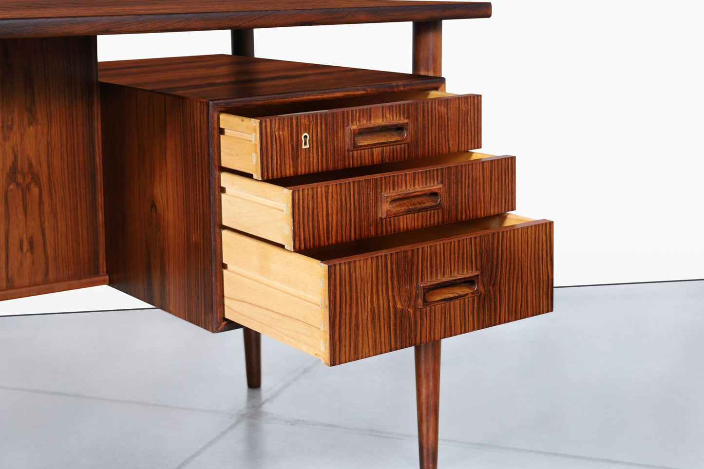 Danish Modern Floating Top Rosewood Desk by Johannes Sorth