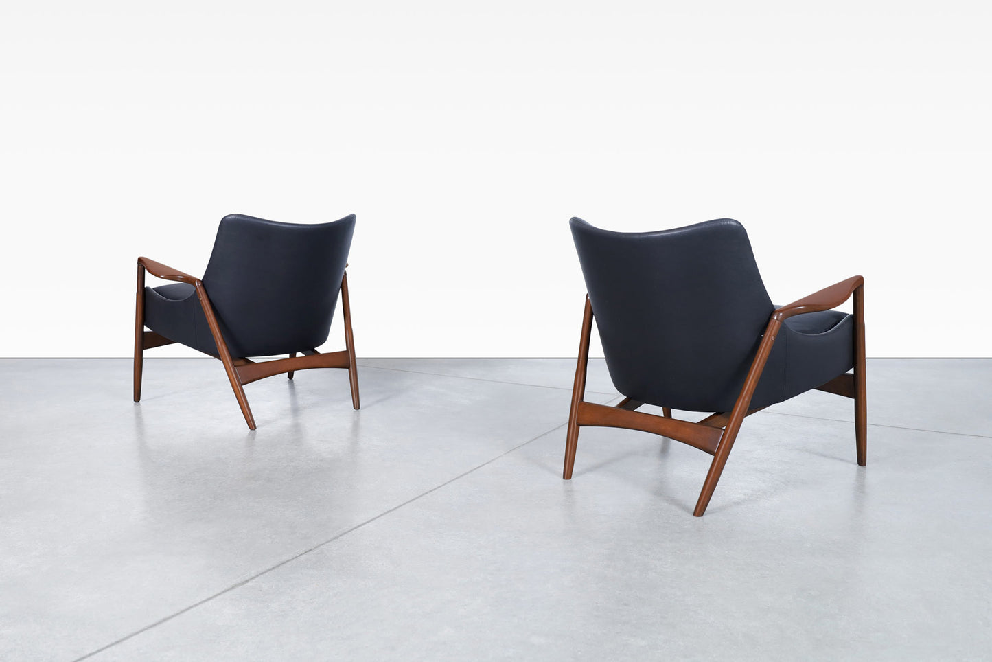 Danish Modern Leather Lounge Chairs by Ib Kofod Larsen for Selig