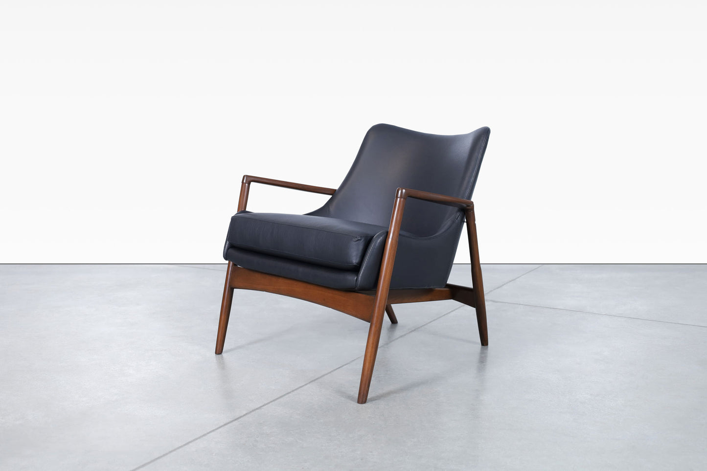 Danish Modern Leather Lounge Chairs by Ib Kofod Larsen for Selig