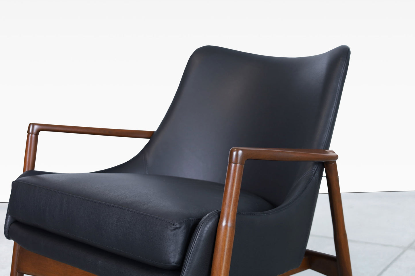 Danish Modern Leather Lounge Chairs by Ib Kofod Larsen for Selig