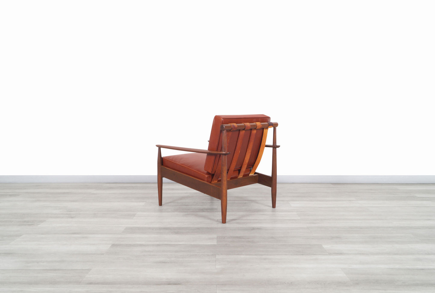 Danish Modern Leather and Walnut Lounge Chairs by Hans C. Andersen