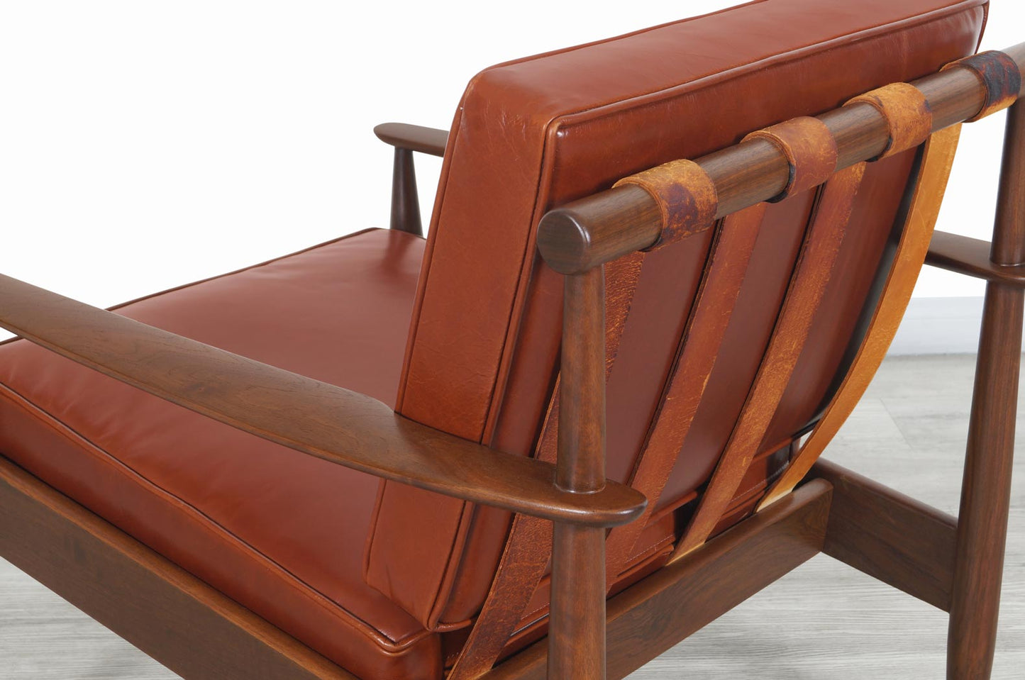 Danish Modern Leather and Walnut Lounge Chairs by Hans C. Andersen
