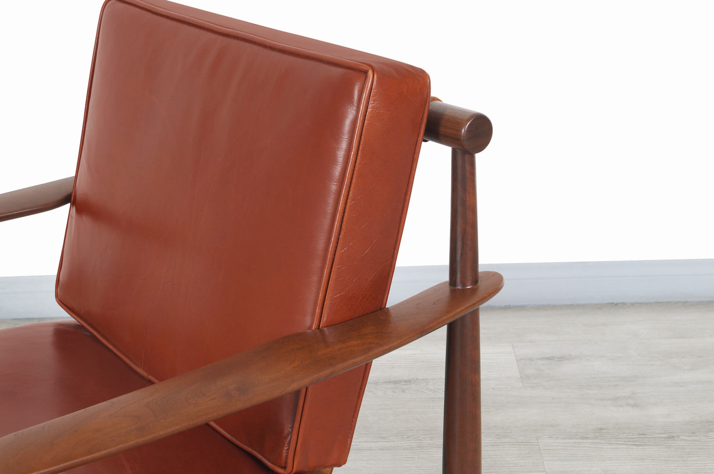 Danish Modern Leather and Walnut Lounge Chairs by Hans C. Andersen