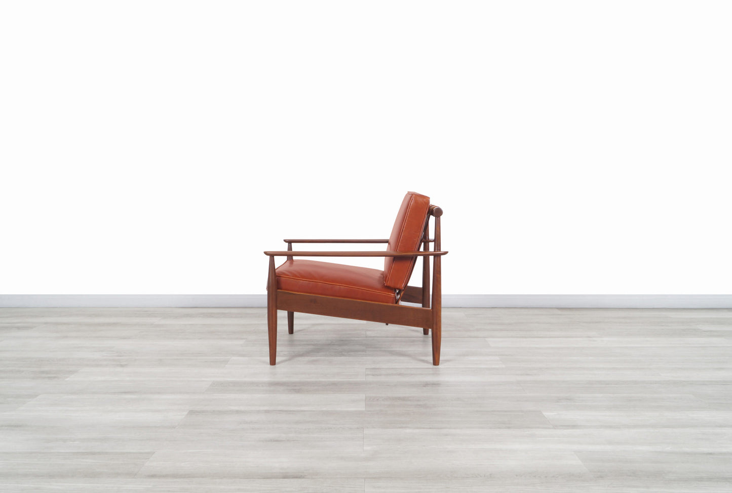 Danish Modern Leather and Walnut Lounge Chairs by Hans C. Andersen