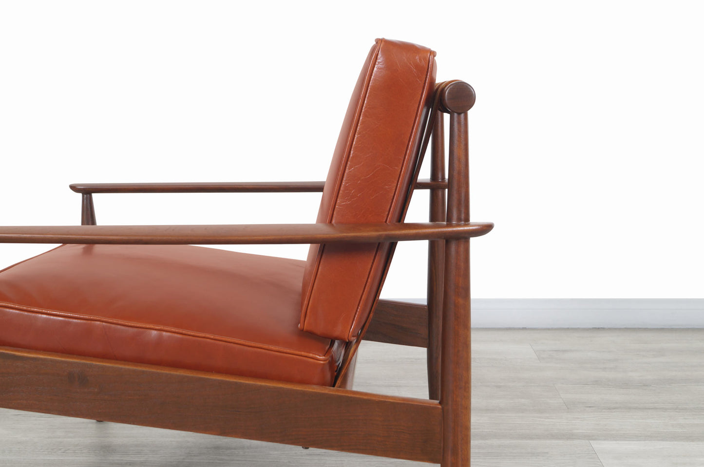 Danish Modern Leather and Walnut Lounge Chairs by Hans C. Andersen