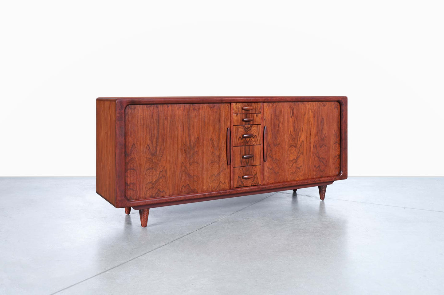 Danish Modern Rosewood Tambour Door Credenza by Dyrlund
