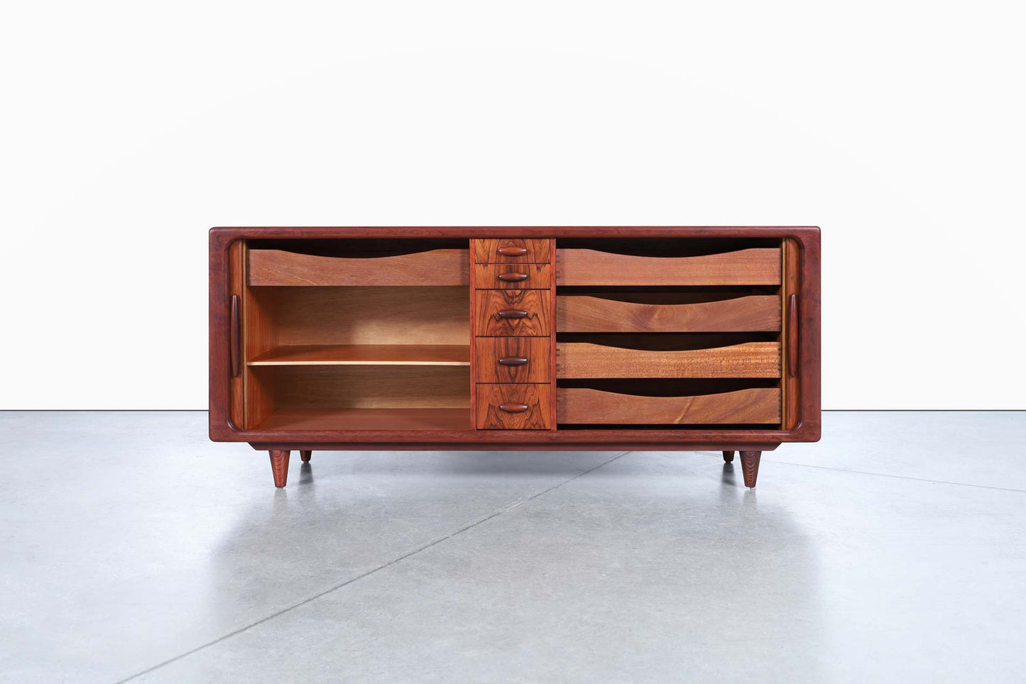Danish Modern Rosewood Tambour Door Credenza by Dyrlund