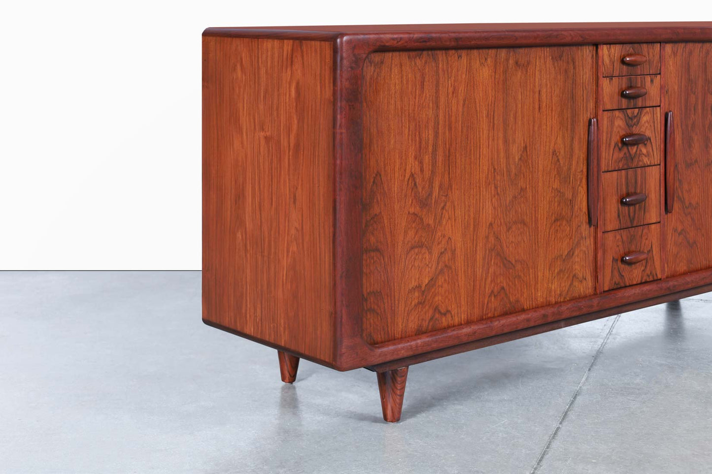 Danish Modern Rosewood Tambour Door Credenza by Dyrlund